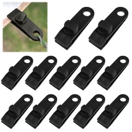 Pack of 12 Tarpaulin Tensioners, Tarp Clips, Black Tarp Clips, Adjustable Tent Clip, Instant Awning Clamp, for Tents, Covers, Awnings, Banners, Gardening, Pool Tarpaulins