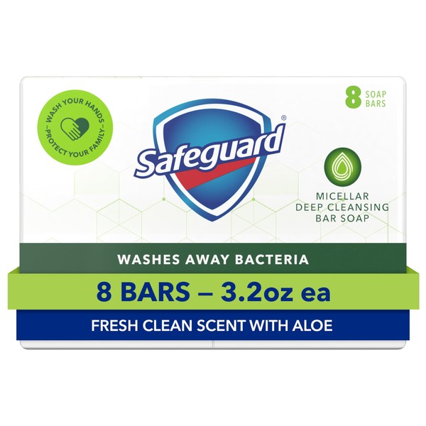 Safeguard Micellar Deep Cleansing Bath Bar Soap, Washes Away 99