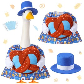 SilTriangle Oktoberfest Porch Goose Outfit Pillow Design with Hat for 23" Lawn Cement Goose Porch Geese Clothes Costume for Oktoberfest Garden Patio Yard Outdoor Decorations(Bread)