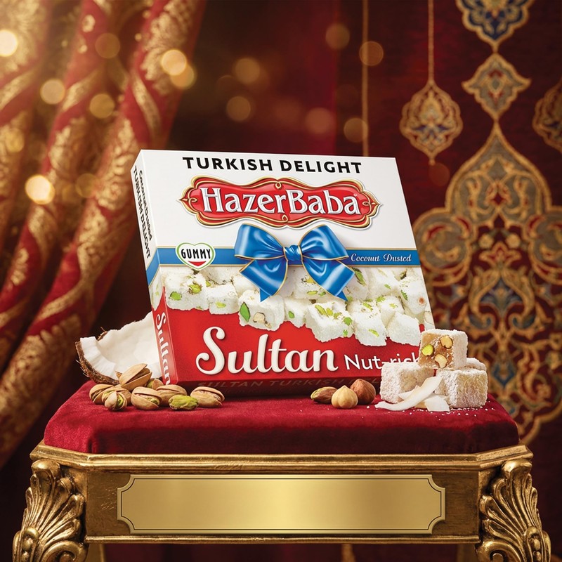 Hazer Baba Sultan Premium Turkish Delight Candy, %15 Nut-rich, Mixed