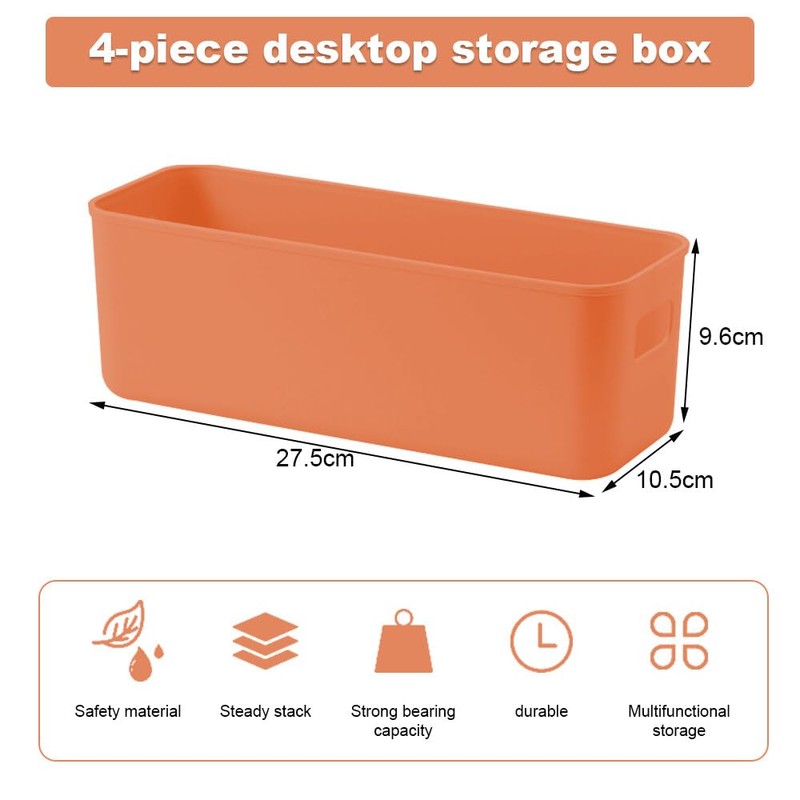 GmeDhc 4PCS Thick Plastic Storage Basket, Rectangular Storage Boxes, Storage