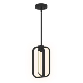 Ultralux Jaiya Integrated LED Mini Pendant Light - Adjustable Height, TRIAC Dimmable Hanging Light Fixture - 20W, 3000K Surface Mount LED Ceiling Light - Modern Kitchen Island Lighting (Matte Black)