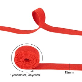 Benecreat Flat Rubber Bands, 34 Yards/31 m, 15 mm Wide, 34 Colours, Elastic Sewing Bands for Dress, Skirt, Waistband, Wig