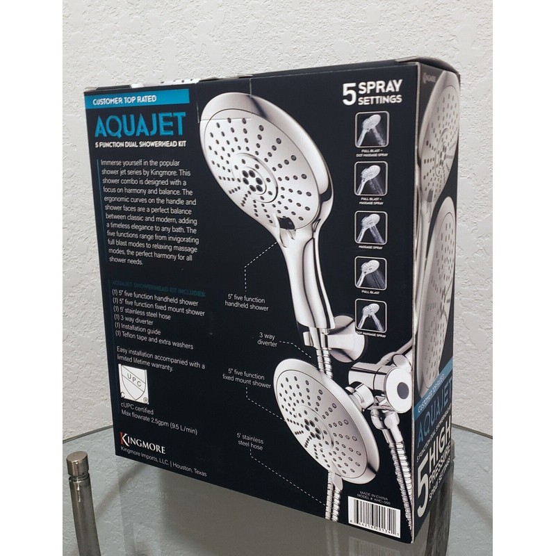 Kingmore AquaJet™ 5" Five Function Shower Combo in Chrome