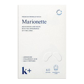 KPLUS K+ Wrinkle Patches for Marionette, Smile Lines with Hyaluronic Acid, Adenosine and Peptides - Korean Overnight Mindful-Aging Facial Stickers (60 Count)