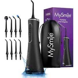 MySmile Cordless Select (LP211) Water Flosser w/ 260ML Water Tank 5 Cleaning Modes 8 Jet Tip Water Flosser For Teeth MothersDay Gift TikTok Shop Deals:_BK - 4 Jet Tip