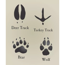 Reusable Stencil 3" Animal Paw Print Bear Wolf Deer Turkey Tracks DIY Art Sign