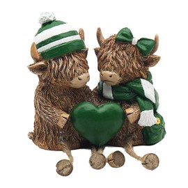 Lesser & Pavey Happy Highland, Highland Cows Green Figurines Statues For Home Decor | Ideal Ornaments Friendship Gifts For Women & Men | Lovely Table Centerpiece & Living Room Accessories