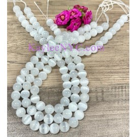 Wholesale Lot 3 Strands 10mm Natural Selenite Beads Crystal Healing 15.5"