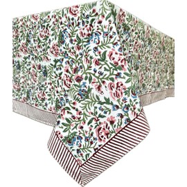 ATOSII Ambrosia 100% Cotton Square Boho Spring Summer Tablecloth, Handblock Floral Table Cloth Linen for Kitchen Dining Parties Wedding Outdoors Easter I 60 X 60 Inches I 4 Seater