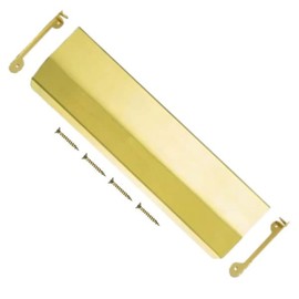TERF® 280mm X 80mm Traditional Type Victorian Internal Letter Flap Polished Brass 280mm X 80mm Interior Inner Flap Letter Box Post Cover Plate including Fixing Screw