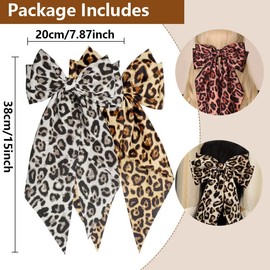 1 PCS Red Leopard Print Bow Hair Clip - Big Bow with Long Tail - Cheetah Hair Accessory for Women & Girls