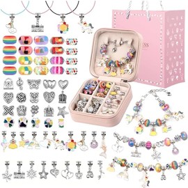 Kit para Hacer Pulseras Niñas 66PCS, Juego de Manualidades con Cuentas para Ensartar y Pulseras de la Amistad, Incluye Caja Almacenamiento - Regalo para Niñas, Cumpleaños, Navidad, Día del Niño(Color)