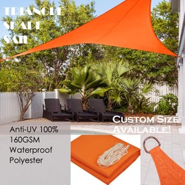 Alion Home 9' x 9' x 12.7' Right Triangle PU Waterproof Woven Sun Shade Sail Custom (1, Tangerine Orange)