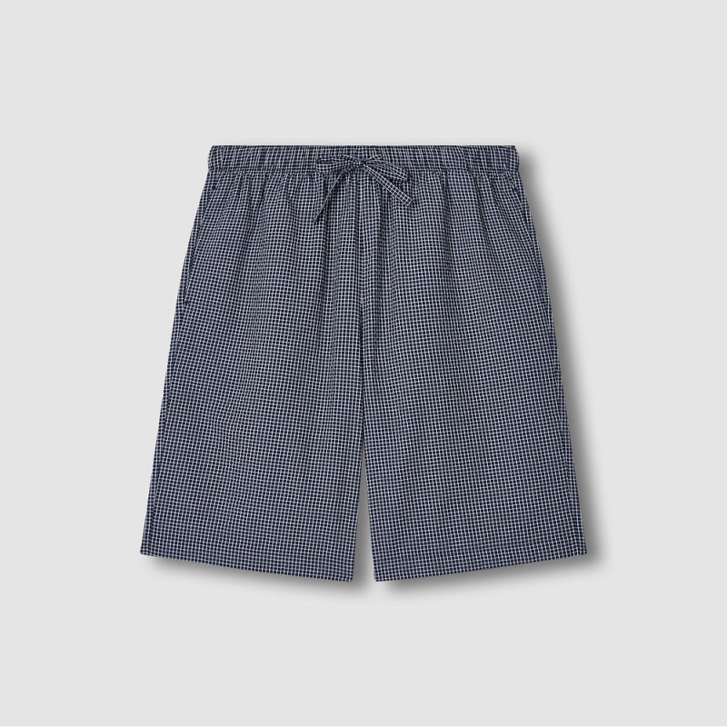 JAJU [JAJU] Men's Seersucker Pattern 5-Inch Pajama Set_Light Navy