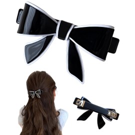Ribbon, Barrette, Black, Large, Tightly Curled, Hair Clip, Large, Korean, Cute, Hairpin, Butterfly, Stylish, Adult, Hair Ornament, Hair Accessory