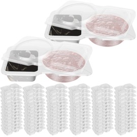 DJAPWPX-Plastic Compartment Snack Containers Reusable Double Compartment Condiment Container Leak-Proof Double Compartment Snack Container for Sampling (40)