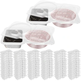 DJAPWPX-Plastic Compartment Snack Containers Reusable Double Compartment Condiment Container Leak-Proof Double Compartment Snack Container for Sampling (40)