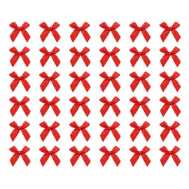 Tupalizy Ribbon Bows Mini Satin Fabric Bows Flowers for DIY Craft Sewing Scrapbooking Wedding Christmas Party Favors Bakery Treat Gift Box Decoration Packaging, 50x50x12mm, 50PCS (Red)