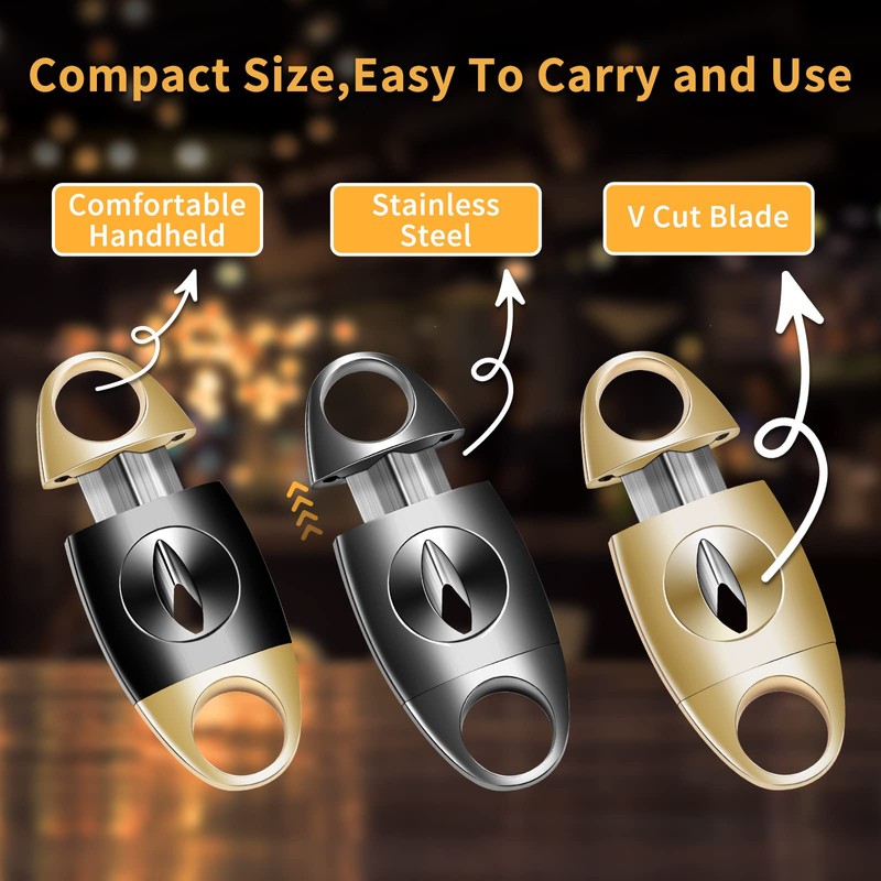 V-Cut Cigar Cutter, Stainless Steel Sharp Blade Cigar Guillotine Scissors
