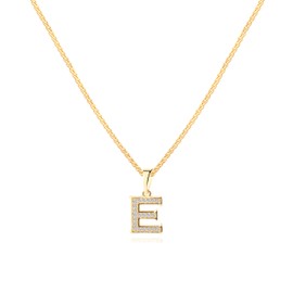 Eriluba E Necklace,Initial Necklace,24K Gold Plated Letter Necklace for Women(E)