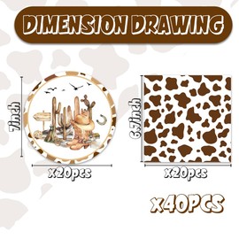 Generic 40pcs Cowboy Party Supplies, Western Paper Plates & Napkins Kit for Wild West Cowboy Rodeo Birthday Party Decorations