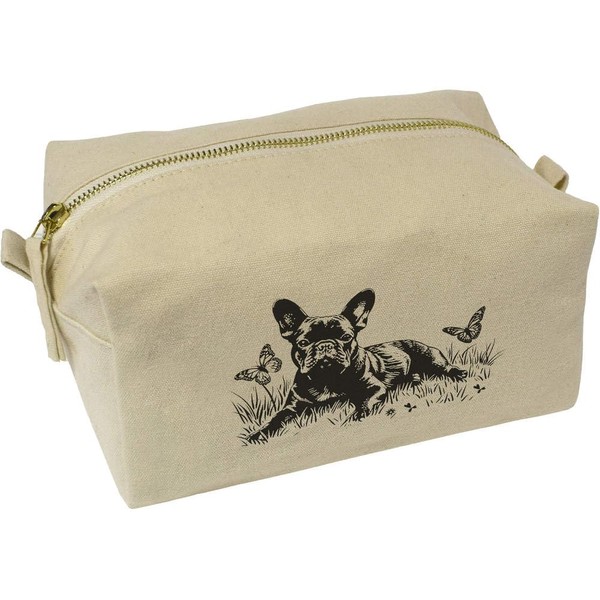 'French Bulldog with Butterflies' Canvas Wash Bag/Makeup Case (CS00043114)
