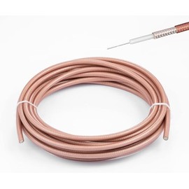 POBADY Cable RG142 Cable Coaxial de Radiofrecuencia de baja Pérdida 16.4FT / 5M Cable Coaxial de Doble Blindaje de Cobre Plateado Marrón