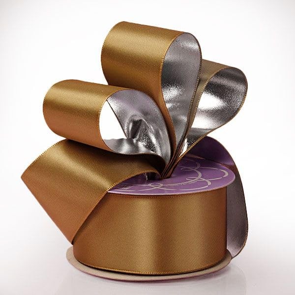 1 1/2" X 10 Yards Gold/Silver Satin/Metallic Back Ribbon