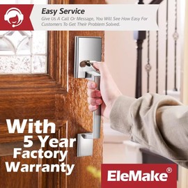 Elemake Front Door Handle W/Door Knob Interior Exterior Reversible Lever No Lock