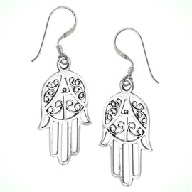 Hand Of God Hamsa Filigree Silver Symbol Fatima Earrings For Women Crystal Fashion Jewelry