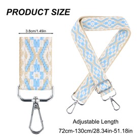 Tibapla 3.8cm/1.5inch Wide Shoulder Strap, 72-130cm/28-51inch Adjustable Crossbody Strap, Replacement Purse Strap Silver Buckle for Women Shoulder Bag Handbag Crossbody Purses Guitar Strap (Blue)