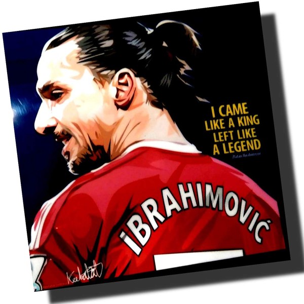 "I'm King" Zlatan Ibrahimovic Manchester United Overseas Soccer Graphic Art Panel Wooden Wall Decor Poster (20.1 x 20.1 inches (51 x 51 cm) Extra Large Size
