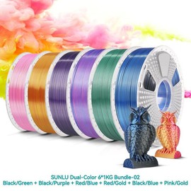Dual-Color,Triple-Color,Four-Color 1KG/3KG Bundle/6KG Bundle 1.75mm SILK Filament Bundle Compatible with 99% 3D printers:_Dual-Color 6*1KG Bundle-02