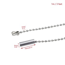 KUMGROT 4 PCS Ball Pull Chain Extension 3 Feet (1 Meter) Beaded Ceiling Fan Light Switch Chain String with Connector, Silver