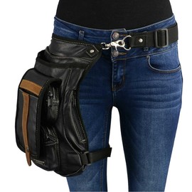 Milwaukee Leather Conceal and Carry Leather Thigh Bag with Waist Belt - Outdoors - Traveling - One Size - One Size