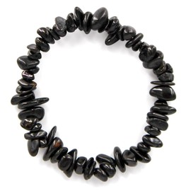 Taddart Minerals - Black bracelet made of natural tourmaline Schorl gemstone - strung on elastic nylon thread - handmade, 18 cm, stone, tourmaline, 18 cm, stone, tourmaline, Stone, Tourmaline