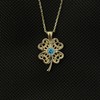 ​​925 Sterling Silver Blue Topaz Clover Birthstone Necklace Womens December