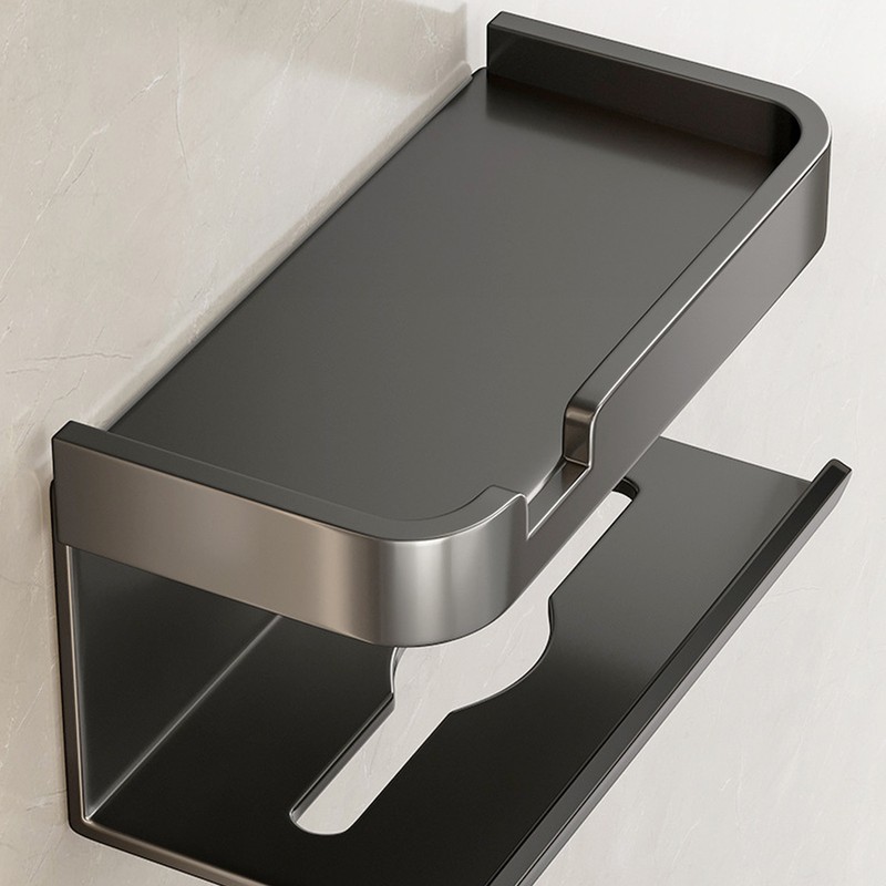 Toilet Paper Dispenser Shelf Space Saving Multifunction Wall Mounted Self
