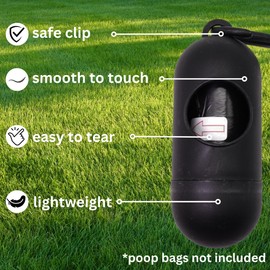 A4DOG Dog Poop Bag Holder, Cute Dog Poop Bag Dispenser for Leash - Quality Dog Waste Bag Holder for Leash - Black