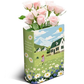 TWINKLEMON Large Ceramic Book Vase for Flowers Book-Shaped Decorative Vase Bookshelf Decor Unique Vases for Home Bedroom Office Decor - Anne of Green Gables