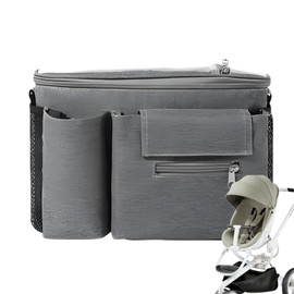 Stroller Organizer with Cup Holder, Stroller Caddy Organizer with Cup Holder, Waterproof Storage with Transparent Touch Control Secure Design for Baby Car Travel Mom Toddler Kid Use