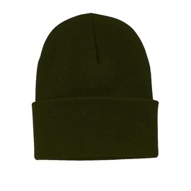 Fine Knit Watch Cap Beanie, Winter Hat, 100% Acrylic, Made in USA, One Size (1, Olive Drab)
