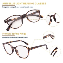 OuShiun Round Reading Glasses for Women Men（+3.0）