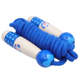 Jump Rope for Kids Adjustable Length Cotton Rope with Wooden Handle for Boys and Girls Sport Fitness Exercise (Blue)