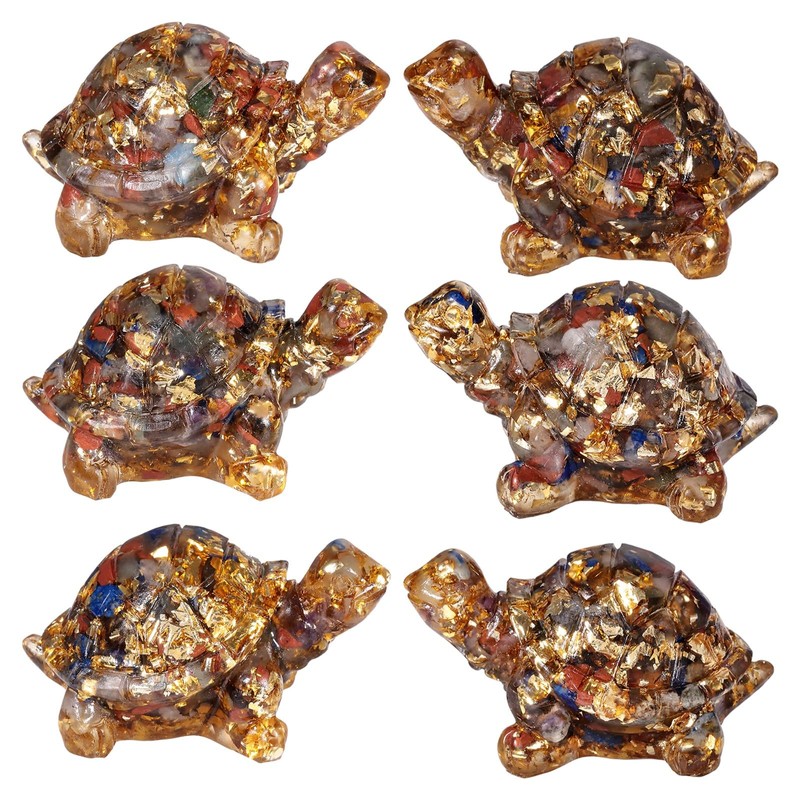 mookaitedecor Resin Crystal Turtle Statue Tortoise Statue Carved Animal for
