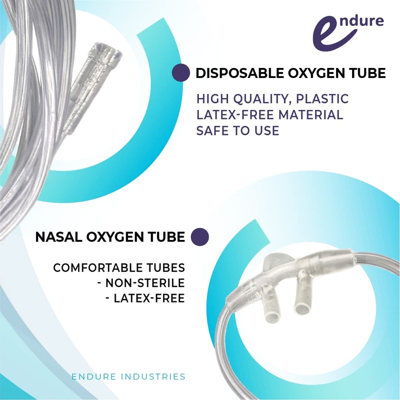 Endure Soft Nasal Oxygen Cannula with Oxygen Supply Tubing, Latex-Free,