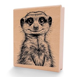 Newstamps Stamp Menni Motif Stamp Made of Wood and Rubber for Cards and Gifts Making, Wooden Stamp for Animals, Meerkats, Africa, Animal Stamp, Scrapbook, Textile Stamp, Decoration, Friends