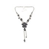 Alilang Silver Tone Grey Crystal Rhinestone Daisy Plumeria Floral Pendant