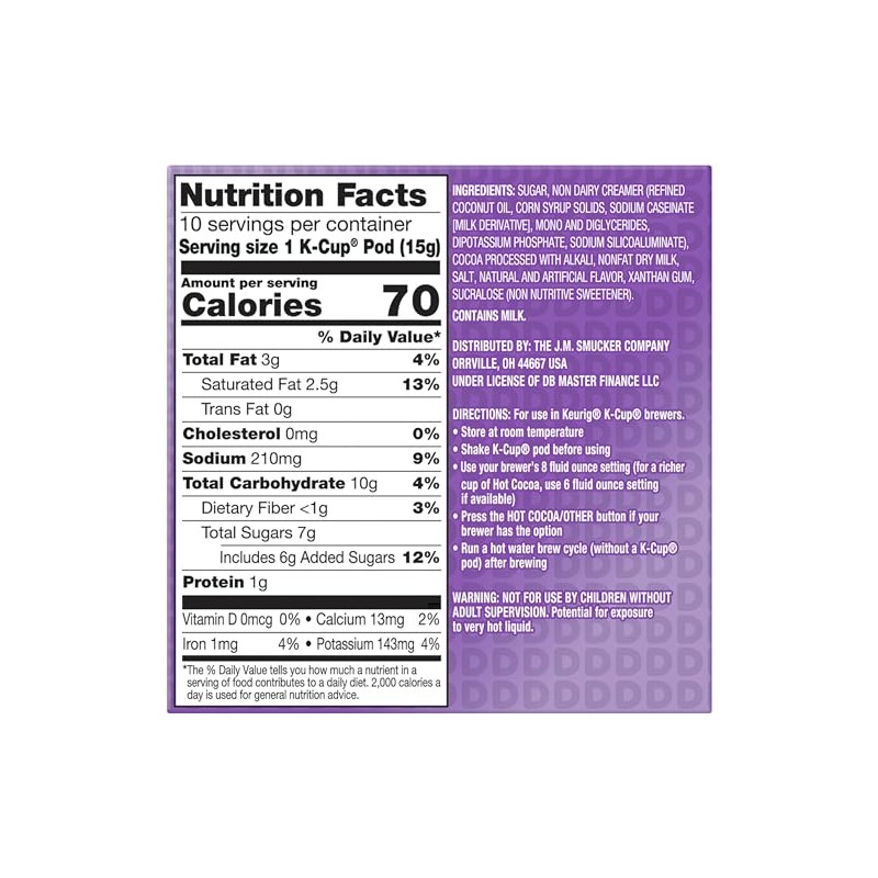 Dunkin' Milk Chocolate Hot Cocoa, 10 Keurig K-Cup Pods